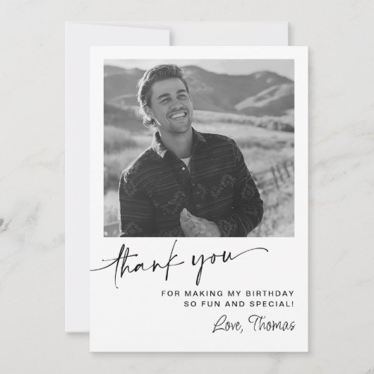 50モダン番目の誕生日写真 サンキューカード (正面)