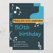 50モダン番目の誕生日招待状 招待状 (正面/裏面)