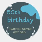 50モダン番目の誕生日 ラウンドシール (正面)