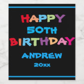 50モダン誕生日カスタムキュイカラフル ワインラベル (シングルラベル)