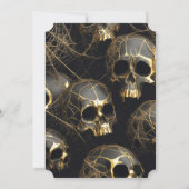 50モダン誕生日ハロウィーンブラック金ゴールドスカル 招待状 (裏面)