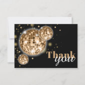 50モダン誕生日ブラック金ゴールドサンキューカード サンキューカード (正面)