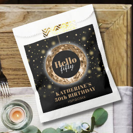 50モダン誕生日ブラック金ゴールドパーティー フェイバーバッグ