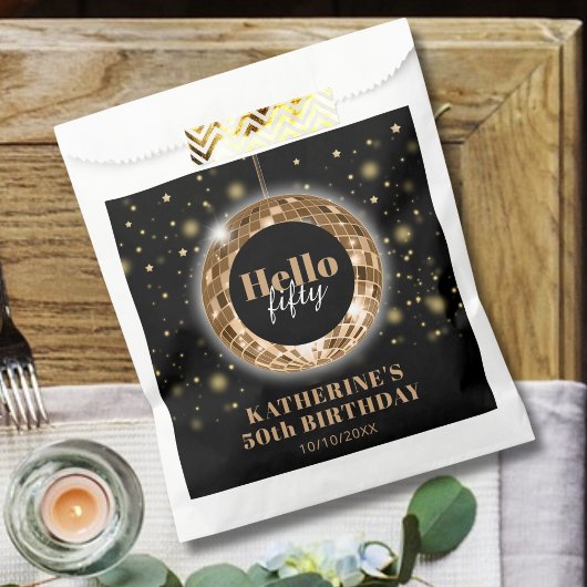 50モダン誕生日ブラック金ゴールドパーティー フェイバーバッグ