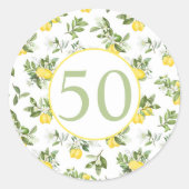 50モダン誕生日レモンシトラス ラウンドシール (正面)