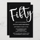 50モダン誕生日白黒招待状 招待状 (正面/裏面)