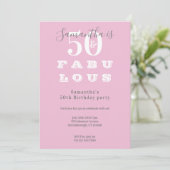 50モダン誕生日50素晴らしいピンクグレーパーティー 招待状 (スタンド正面)