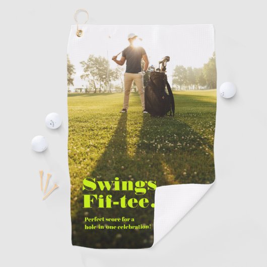 50モダン誕生日60誕生日写真 ゴルフタオル (インサイチュ)