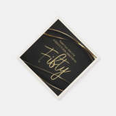 50モダン金ゴールドブラック50誕生日 スタンダードカクテルナプキン (角)