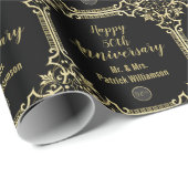 50モノグラムの周年結婚アールデコ ラッピングペーパー (ロールコーナー)