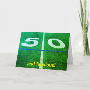 50ヤードラインサッカースポーツフィールド50th誕生日 カード