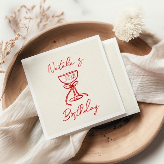 50レトロハンドドロッドボウシャンパンガラス誕生日 スタンダードカクテルナプキン