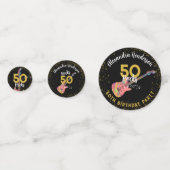 50ロックスピクールックブラック金ゴールド50th誕生日パーティー コンフェッティ (正面)