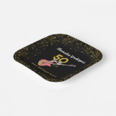 50ロックスピンク金ゴールドブラック50th誕生日パーティー ペーパープレート (傾斜あり)