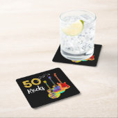50ロックス50th誕生日パーティー スクエアペーパーコースター (インサイチュ)