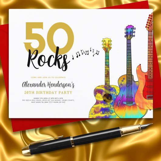 50ロックールクス・ギター50th birthday party インビテーションポストカード