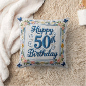 50世紀の思い出:パーソナライズされた50番目の誕生 クッション (ブランケット)