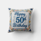 50世紀の思い出:パーソナライズされた50番目の誕生 クッション (裏面)