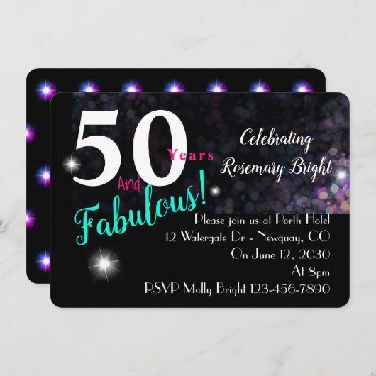 50人の素晴らしいグリッターを搭載し、多用途 招待状 (正面/裏面)