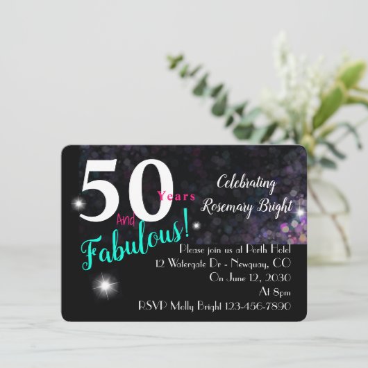 50人の素晴らしいグリッターを搭載し、多用途 招待状 (スタンド正面)