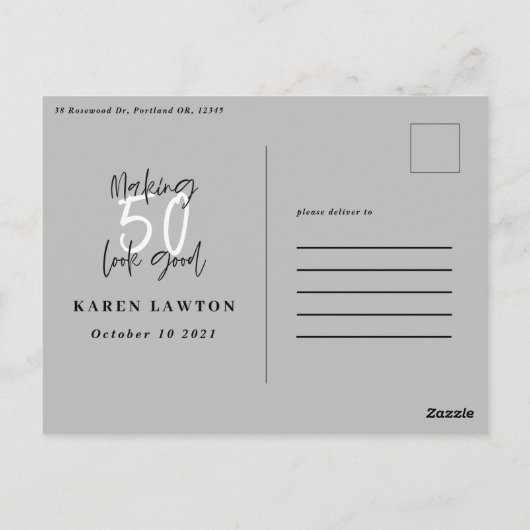 50人の誕生日の招待状を作成しています ポストカード (裏面)