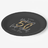 50人を素晴らしい金ゴールドパーティーに ペーパープレート (アングル)