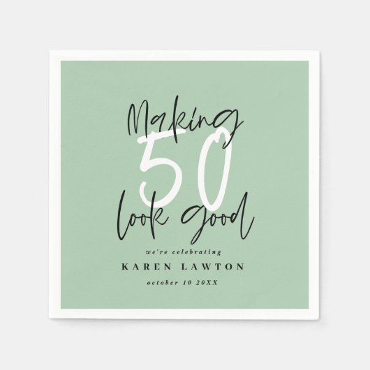 50人を良い誕生日パーティーに見せる スタンダードカクテルナプキン (正面)