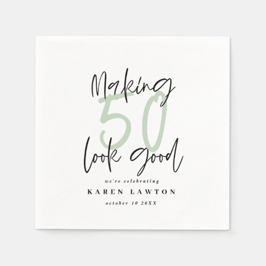 50人を良い誕生日パーティーに見せる スタンダードカクテルナプキン (正面)