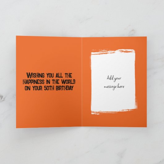 50今日は彼のオレンジ色の黄色の誕生日のための写真を追加 カード (内部)