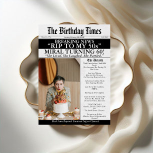 50代にサヨナラ おもしろ新聞で祝66歳の誕生日 招待状