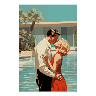 50代のカップルキスをする・バイ・ザ・プール ポスター