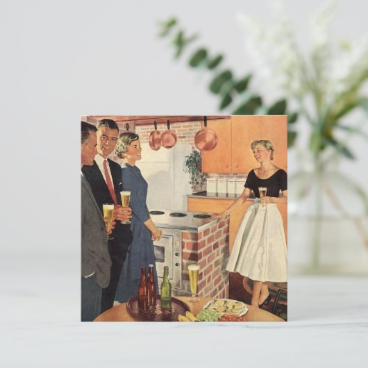 50代のキッチンに懇親会パーティーとビール 招待状 (スタンド正面)