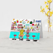 50代のレトロカップル記念日 カード (黄色い花)