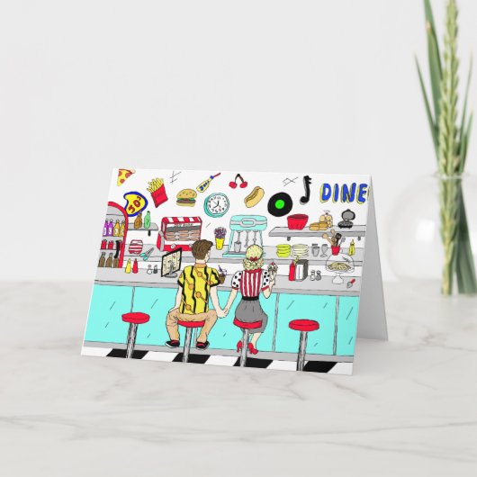 50代のレトロカップル記念日 カード (正面)