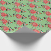 50代の女性と犬のヴィンテージギフト包装紙 ラッピングペーパー (角)