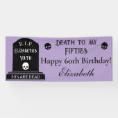 50代の紫と黒の誕生日パーティーへの死 横断幕 (横)