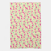 50代の豪華な – ピンクのフラミンゴとスタータオル キッチンタオル (縦)