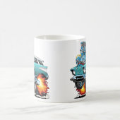 50代クラシックの筋改造車の漫画 コーヒーマグカップ (中央)