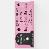 50代モダンのピンク60歳の誕生日パーティーでの死 横断幕 (縦)