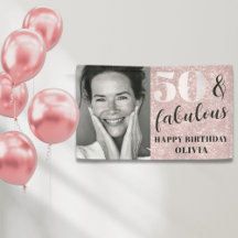 50代 ファビュラス シックピンク グリッター 写真付き 誕生日