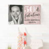 50代 ファビュラス シックピンク グリッター 写真付き 誕生日 横断幕 (インサイチュ)