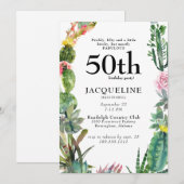 50位おもしろいサボテンのトチトチと噛み付き絶妙な白 招待状 (正面/裏面)