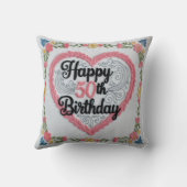 「50位の素晴らしい」装飾用クッション: 祝 クッション (裏面)