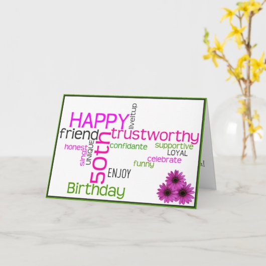 50位の誕生日を迎えるベビーブーマー カード (黄色い花)