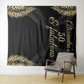 50個の素敵な誕生日ゴールドブラックパーム タペストリー (インサイチュ(横))