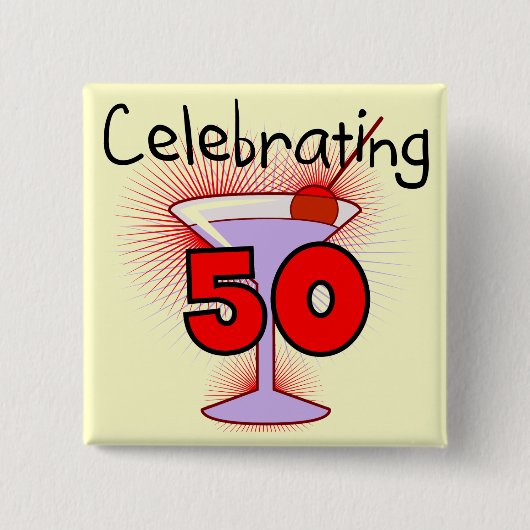50個のTシャツおよびギフトを祝うこと 缶バッジ (正面)