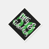 50及びすばらしい白およびケリーの緑のタイポグラフィ スタンダードカクテルナプキン (角)