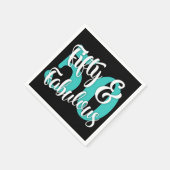 50及びすばらしい白および水のタイポグラフィ スタンダードカクテルナプキン (角)