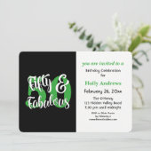 50及びすばらしい緑のタイポグラフィの誕生会 招待状 (スタンド正面)