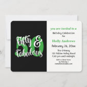 50及びすばらしい緑のタイポグラフィの誕生会 招待状 (正面)